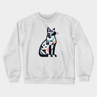 Geometric Cat Design Crewneck Sweatshirt